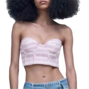 NWT Zara plaid corset top